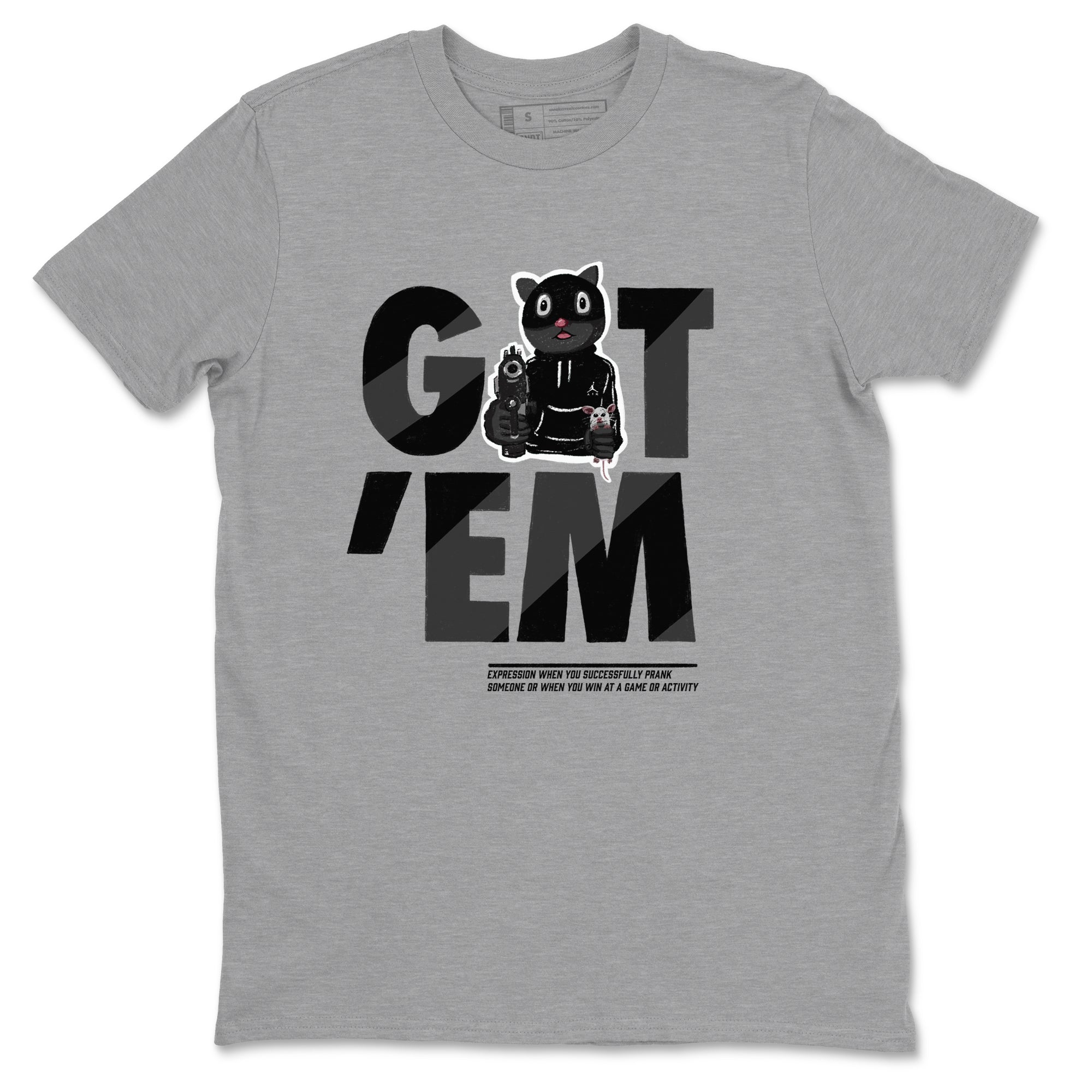 5s Black Cat shirts to match jordans Got'em Cat sneaker match tees Air Jordan 5 Black Cat match shoes to clothes SNRT Sneaker Tees unisex cotton Heather Grey 2 shirts