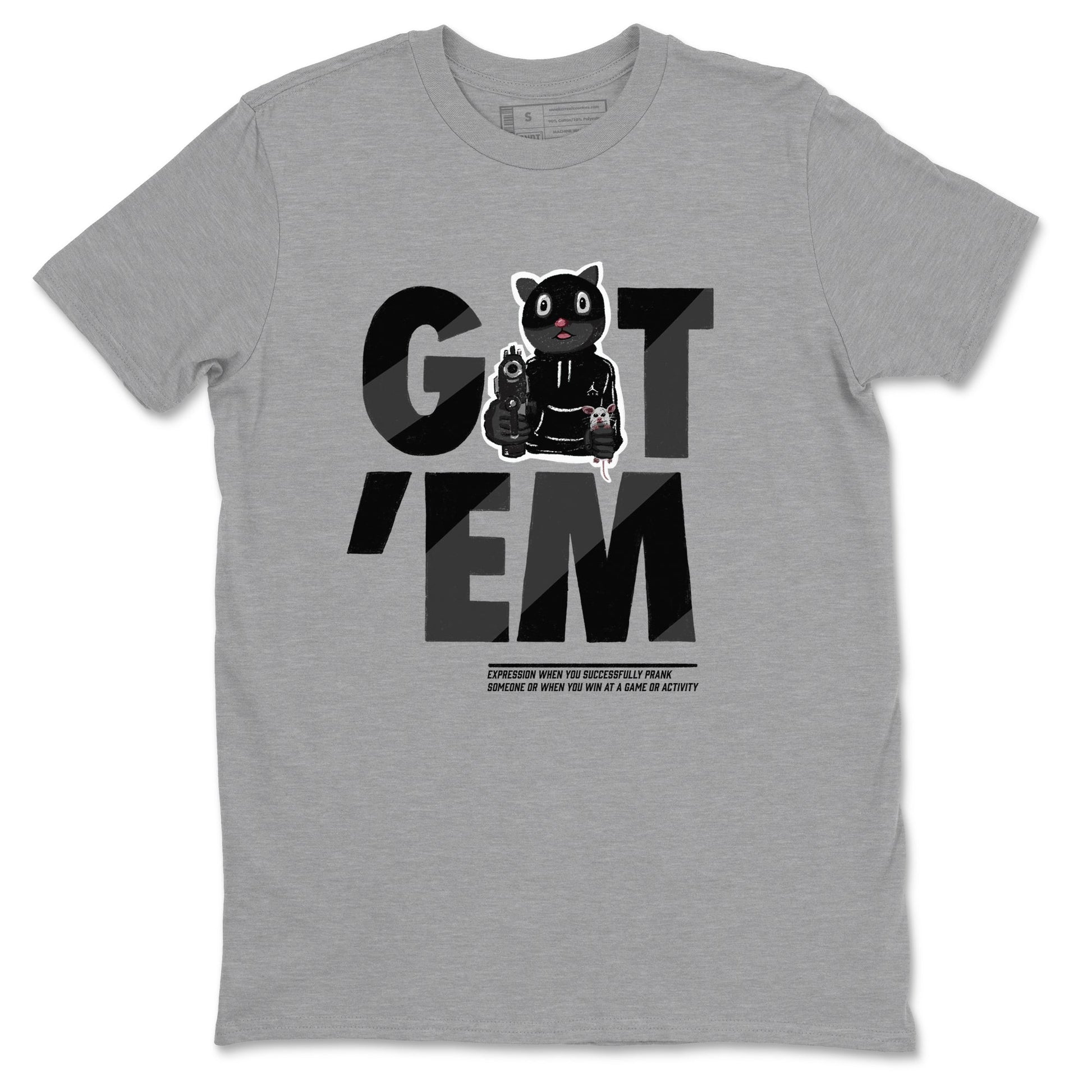 5s Black Cat shirts to match jordans Got'em Cat sneaker match tees Air Jordan 5 Black Cat match shoes to clothes SNRT Sneaker Tees unisex cotton Heather Grey 2 shirts