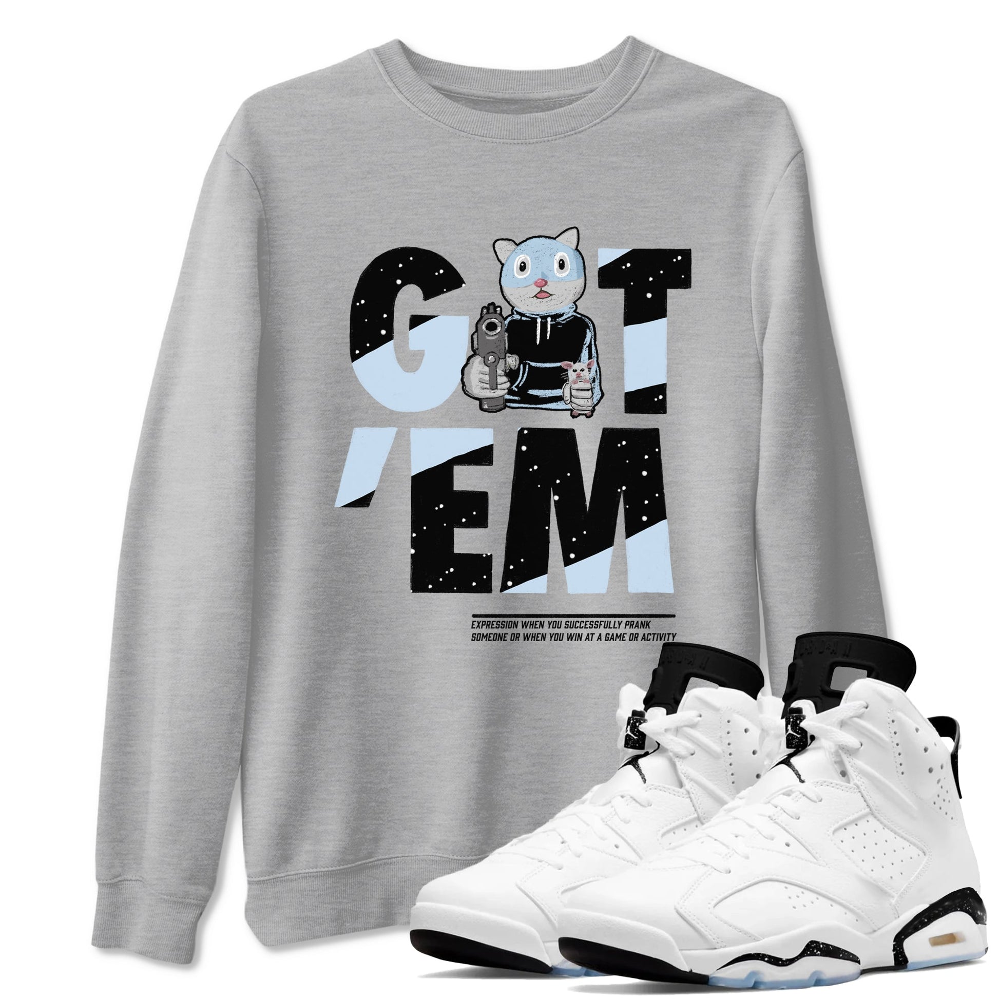 6s White Black shirt to match jordans Got'em Cat sneaker tees Air Jordan 6 White Black SNRT Sneaker Release Tees unisex cotton Heather Grey 1 crew neck shirt