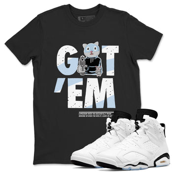 6s White Black shirt to match jordans Got'em Cat sneaker tees Air Jordan 6 White Black SNRT Sneaker Release Tees unisex cotton Black 1 crew neck shirt