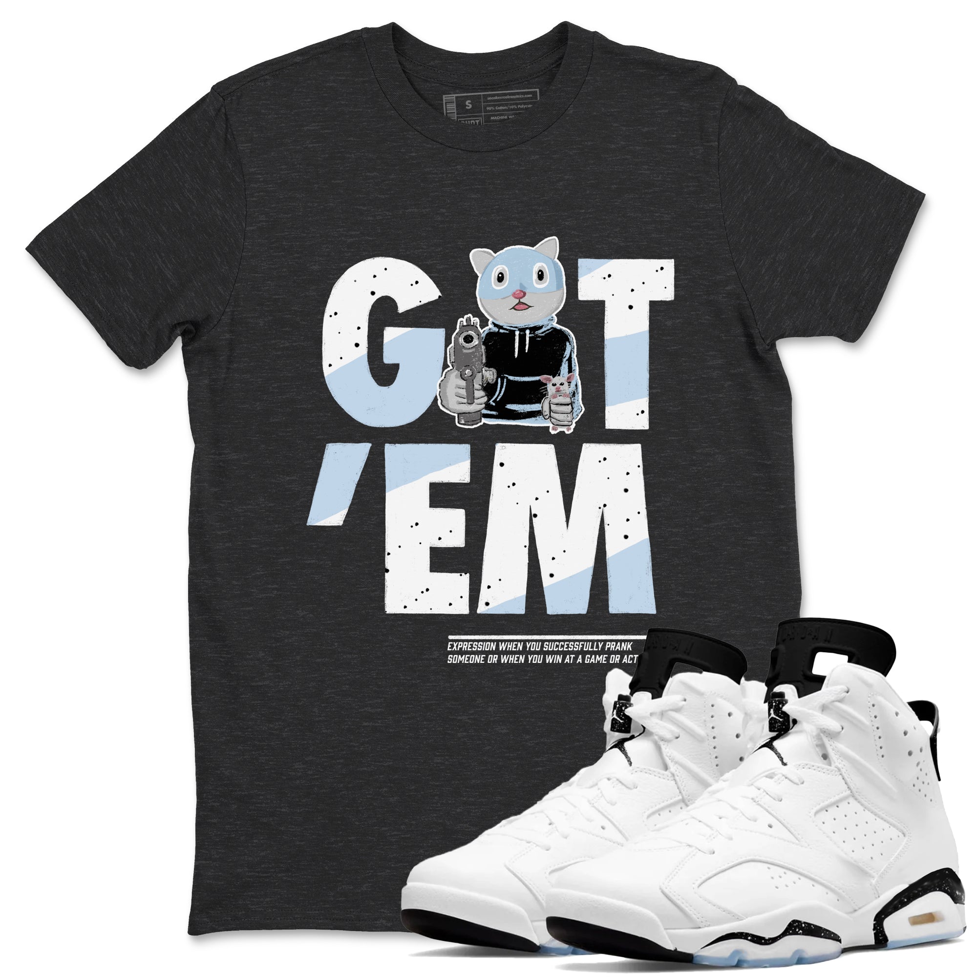 6s White Black shirt to match jordans Got'em Cat sneaker tees Air Jordan 6 White Black SNRT Sneaker Release Tees unisex cotton Charcoal Heather 1 crew neck shirt