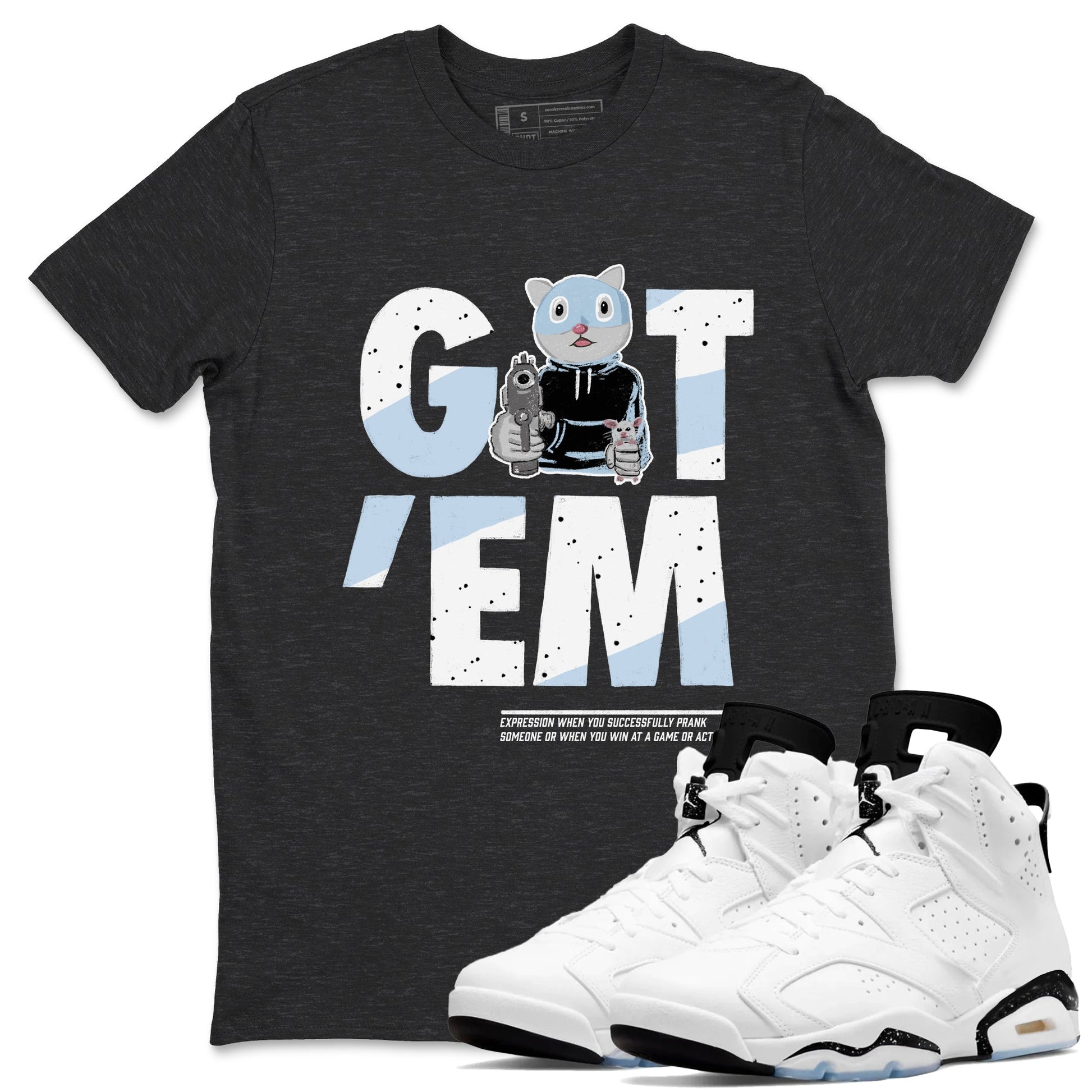6s White Black shirt to match jordans Got'em Cat sneaker tees Air Jordan 6 White Black SNRT Sneaker Release Tees unisex cotton Charcoal Heather 1 crew neck shirt