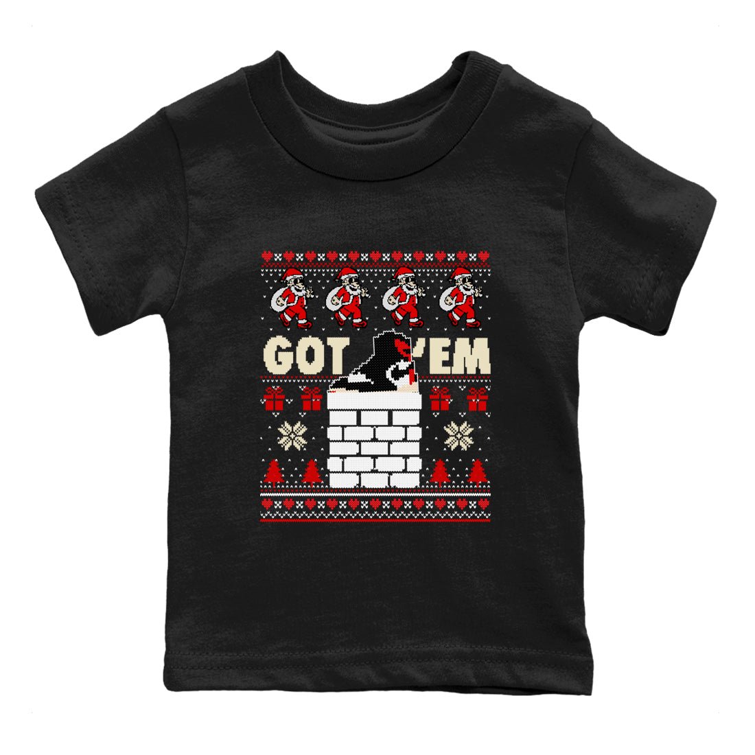 1s Retro High OG Black Toe Reimagined t-shirts to match sneakers Got'em Santa sneaker match tees Air Jordan 1 Black Toe Reimagined match shoes to clothes SNRT Sneaker Tees Youth Baby Black 2 tee