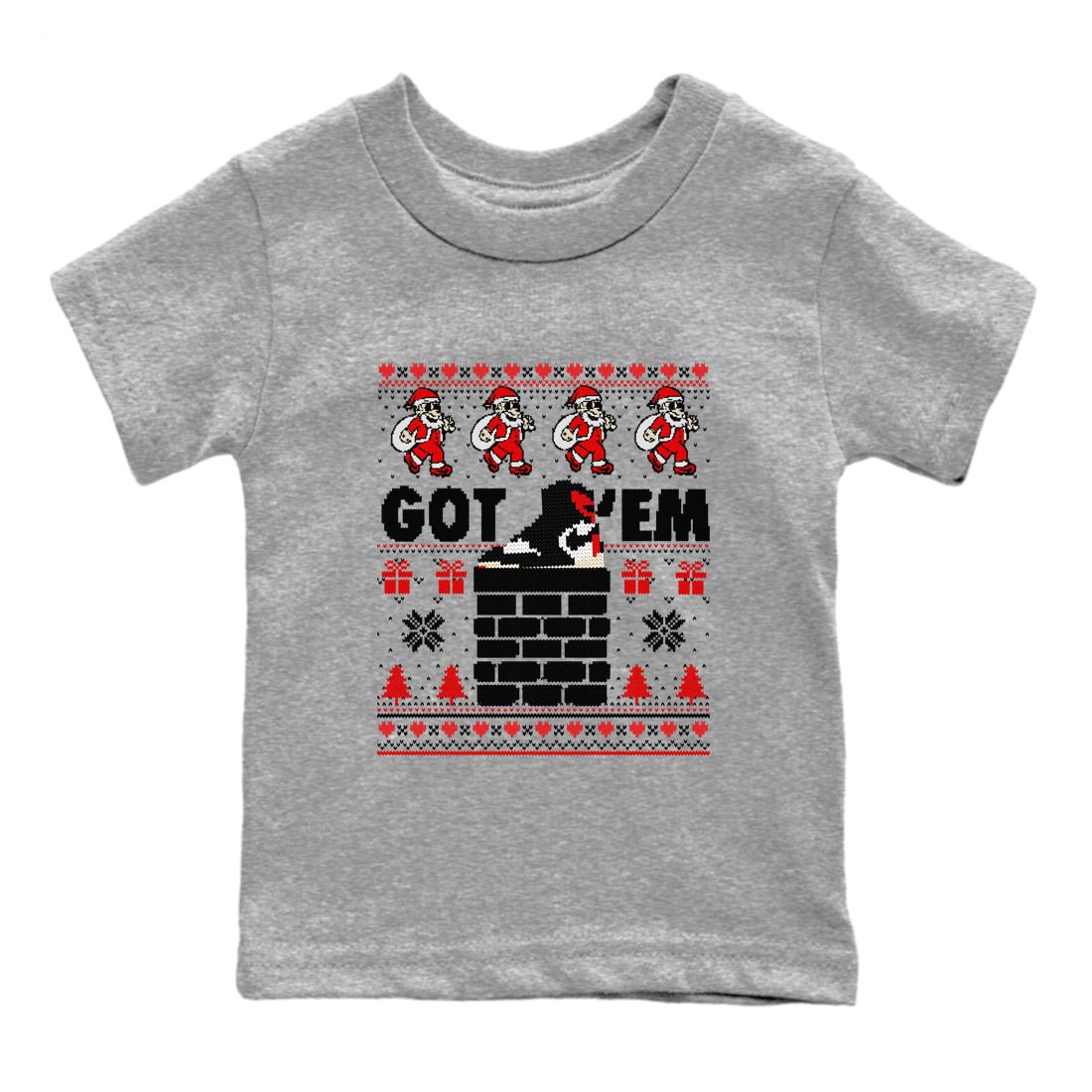 1s Retro High OG Black Toe Reimagined t-shirts to match sneakers Got'em Santa sneaker match tees Air Jordan 1 Black Toe Reimagined match shoes to clothes SNRT Sneaker Tees Youth Baby Heather Grey 2 tee