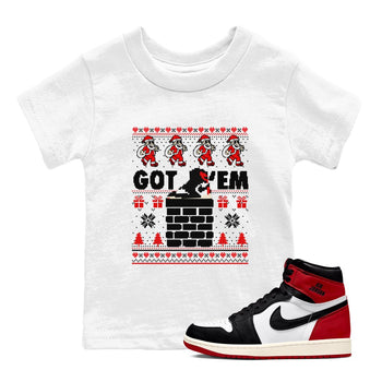 1s Retro High OG Black Toe Reimagined t-shirts to match sneakers Got'em Santa sneaker match tees Air Jordan 1 Black Toe Reimagined match shoes to clothes SNRT Sneaker Tees Youth Baby White 1 tee