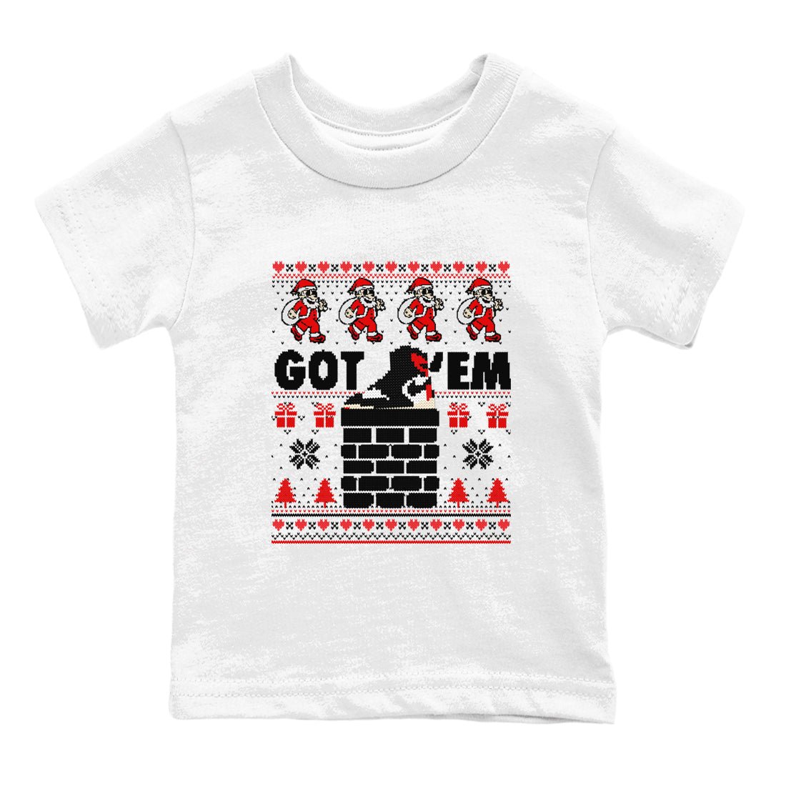 1s Retro High OG Black Toe Reimagined t-shirts to match sneakers Got'em Santa sneaker match tees Air Jordan 1 Black Toe Reimagined match shoes to clothes SNRT Sneaker Tees Youth Baby White 2 tee