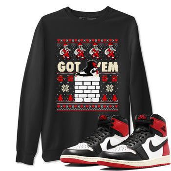 1s Retro High OG Black Toe Reimagined t-shirts to match sneakers Got'em Santa sneaker match tees Air Jordan 1 Black Toe Reimagined match shoes to clothes SNRT Sneaker Tees unisex cotton Black 1 shirts