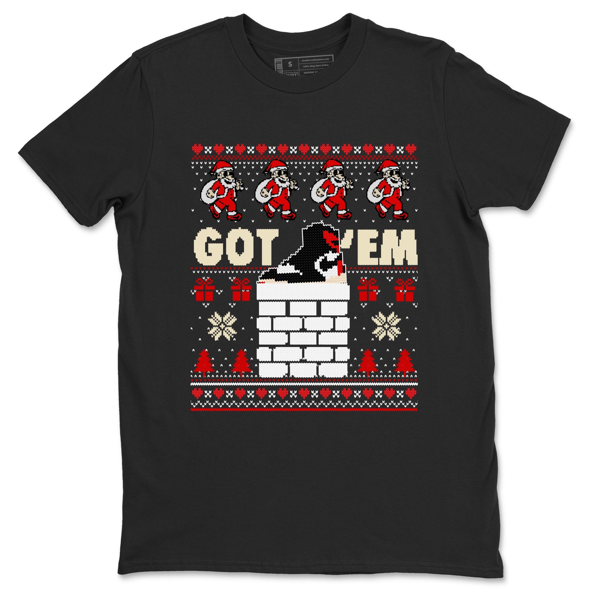 1s Retro High OG Black Toe Reimagined t-shirts to match sneakers Got'em Santa sneaker match tees Air Jordan 1 Black Toe Reimagined match shoes to clothes SNRT Sneaker Tees unisex cotton Black 2 shirts