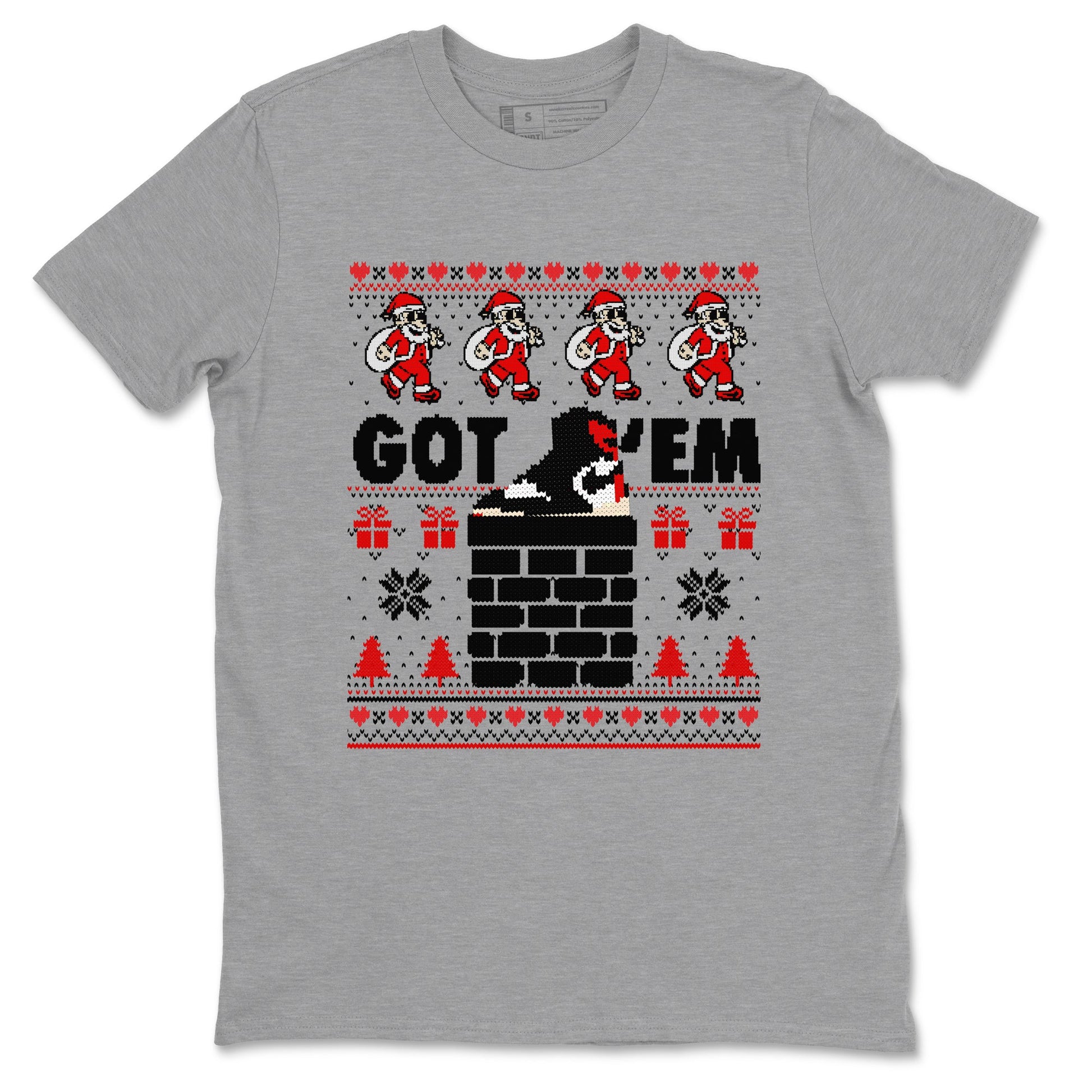 1s Retro High OG Black Toe Reimagined t-shirts to match sneakers Got'em Santa sneaker match tees Air Jordan 1 Black Toe Reimagined match shoes to clothes SNRT Sneaker Tees unisex cotton Heather Grey 2 shirts