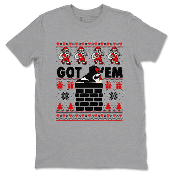 1s Retro High OG Black Toe Reimagined t-shirts to match sneakers Got'em Santa sneaker match tees Air Jordan 1 Black Toe Reimagined match shoes to clothes SNRT Sneaker Tees unisex cotton Heather Grey 2 shirts