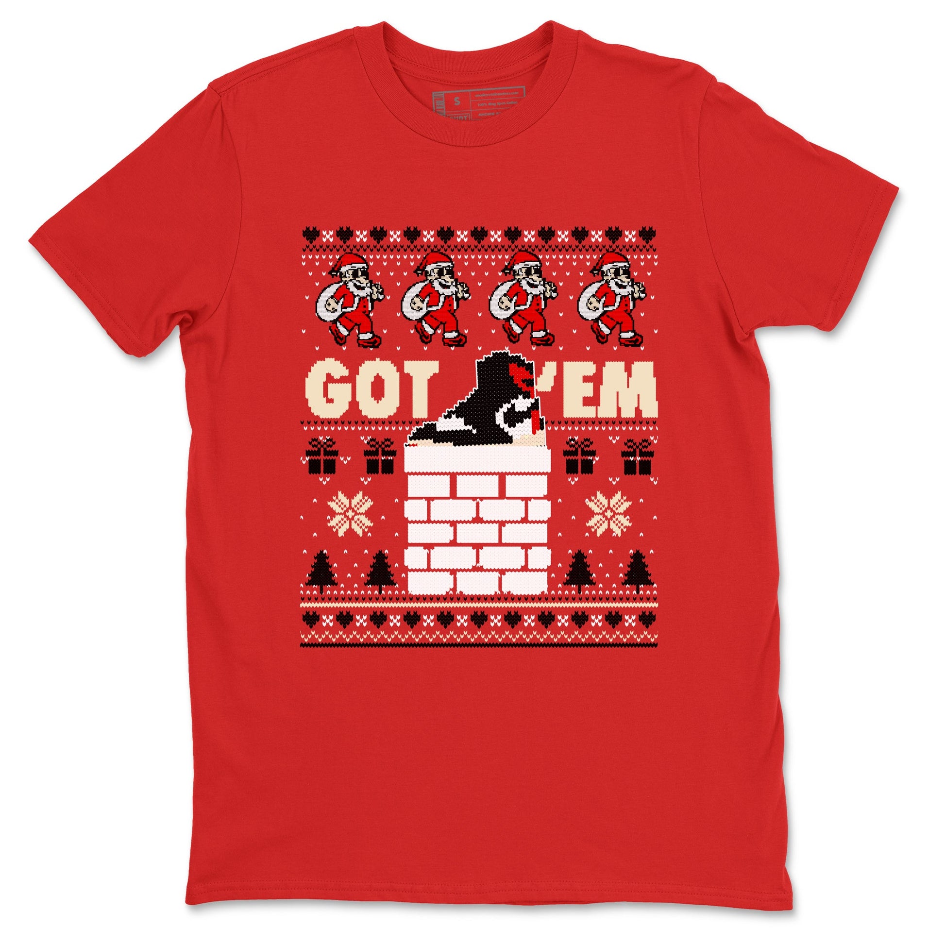 1s Retro High OG Black Toe Reimagined t-shirts to match sneakers Got'em Santa sneaker match tees Air Jordan 1 Black Toe Reimagined match shoes to clothes SNRT Sneaker Tees unisex cotton Red 2 shirts