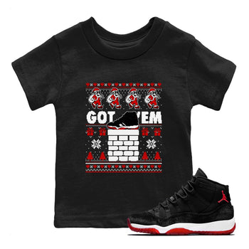11s Bred Velvet shirts to match jordans Got'em Santa sneaker match tees Air Jordan 11 Bred Velvet match shoes to clothes SNRT Sneaker Tees Youth Baby Black 1 tee