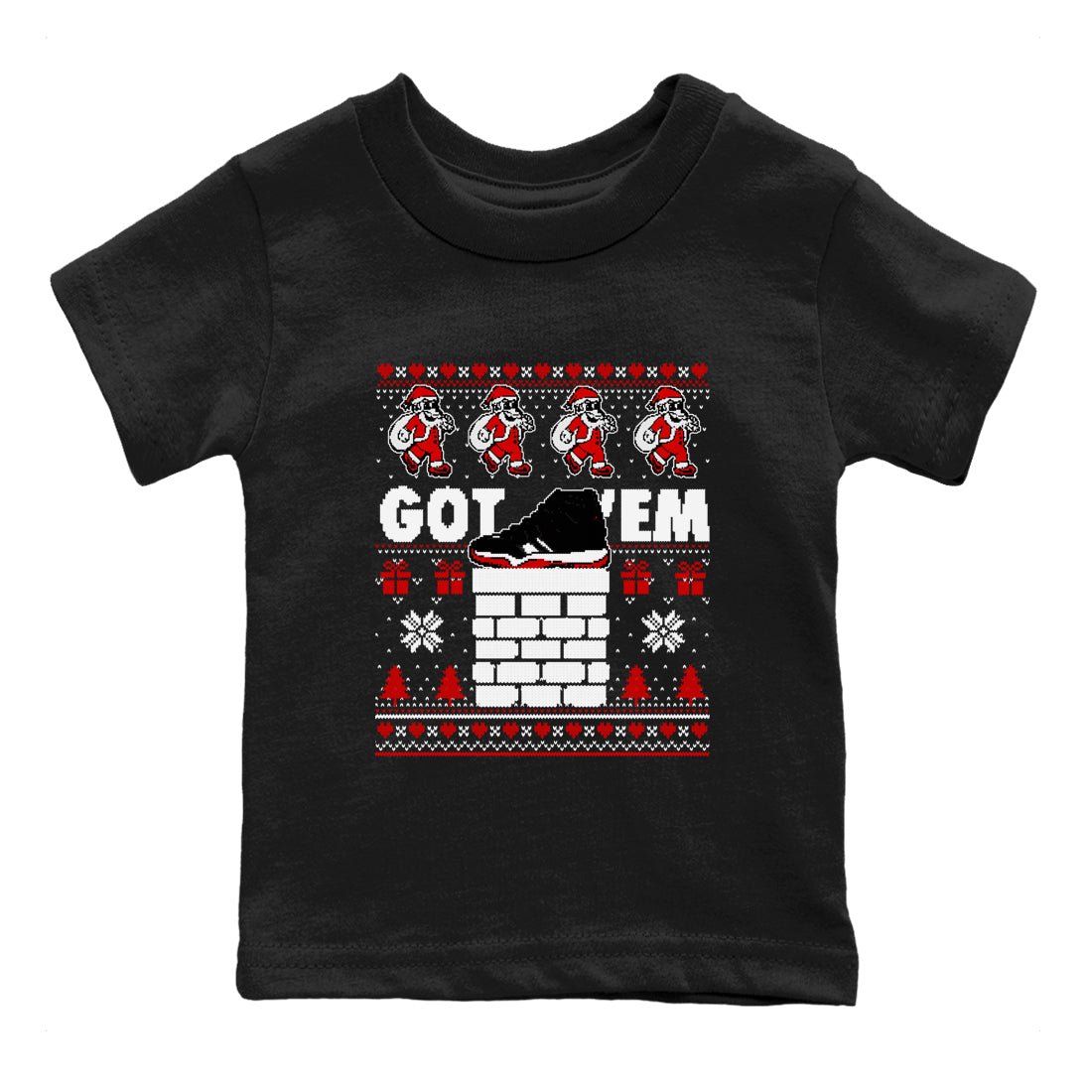 11s Bred Velvet shirts to match jordans Got'em Santa sneaker match tees Air Jordan 11 Bred Velvet match shoes to clothes SNRT Sneaker Tees Youth Baby Black 2 tee