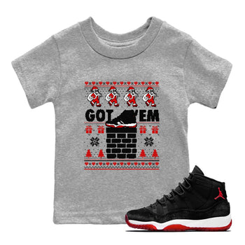 11s Bred Velvet shirts to match jordans Got'em Santa sneaker match tees Air Jordan 11 Bred Velvet match shoes to clothes SNRT Sneaker Tees Youth Baby Heather Grey 1 tee
