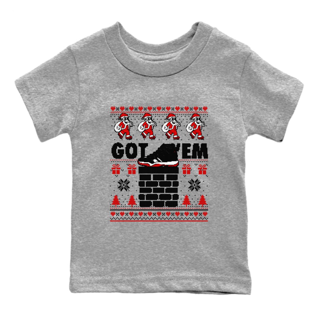 11s Bred Velvet shirts to match jordans Got'em Santa sneaker match tees Air Jordan 11 Bred Velvet match shoes to clothes SNRT Sneaker Tees Youth Baby Heather Grey 2 tee