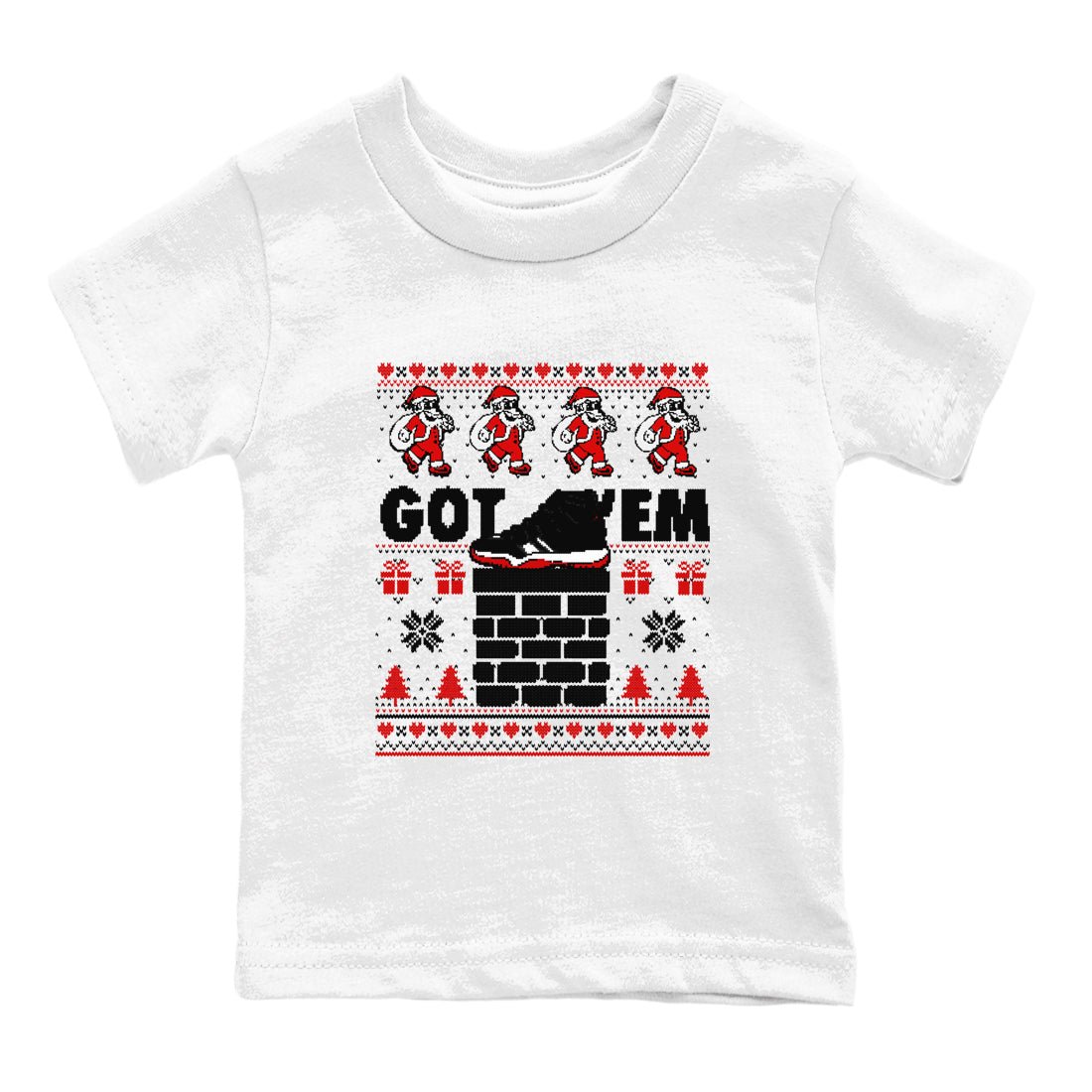 11s Bred Velvet shirts to match jordans Got'em Santa sneaker match tees Air Jordan 11 Bred Velvet match shoes to clothes SNRT Sneaker Tees Youth Baby White 2 tee