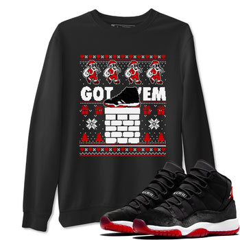 11s Bred Velvet shirts to match jordans Got'em Santa sneaker match tees Air Jordan 11 Bred Velvet match shoes to clothes SNRT Sneaker Tees unisex cotton Black 1 shirts