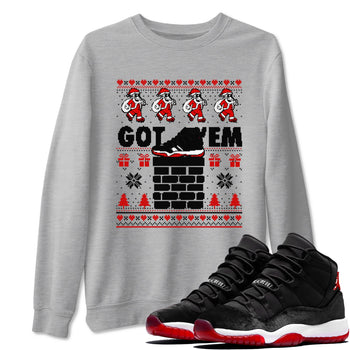 11s Bred Velvet shirts to match jordans Got'em Santa sneaker match tees Air Jordan 11 Bred Velvet match shoes to clothes SNRT Sneaker Tees unisex cotton Heather Grey 1 shirts