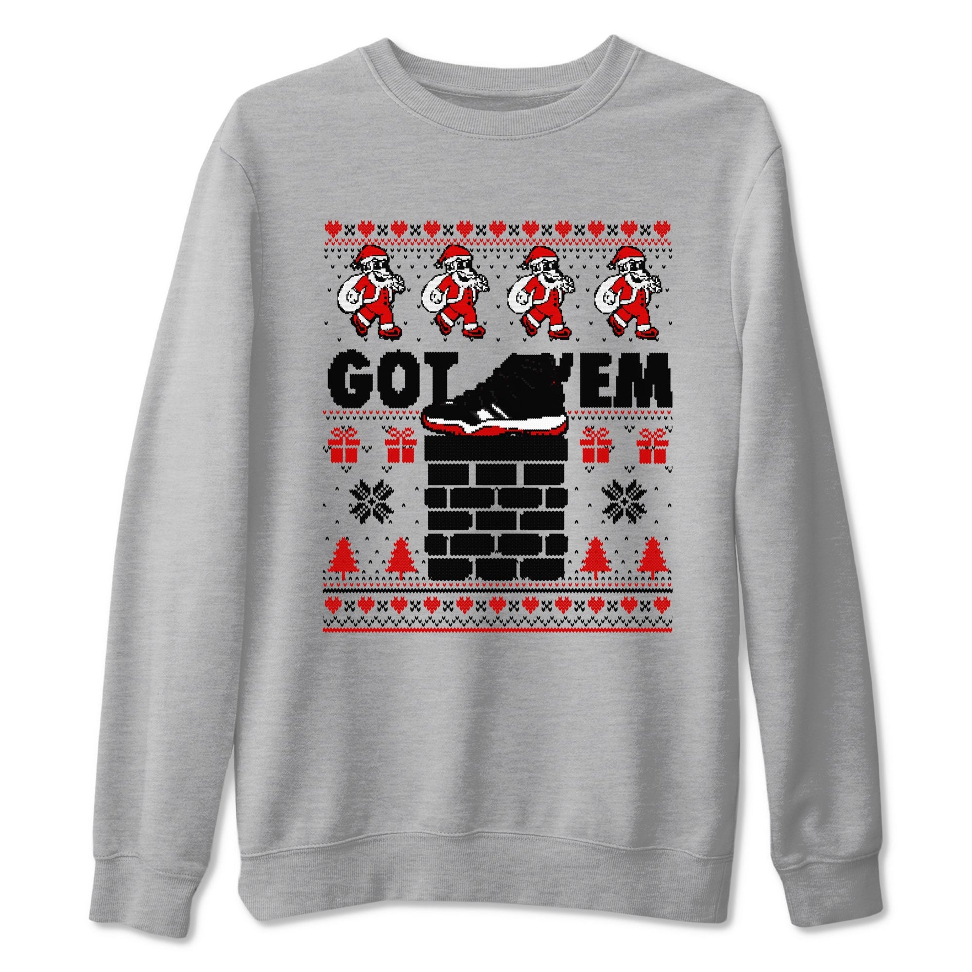 11s Bred Velvet shirts to match jordans Got'em Santa sneaker match tees Air Jordan 11 Bred Velvet match shoes to clothes SNRT Sneaker Tees unisex cotton Heather Grey 2 shirts