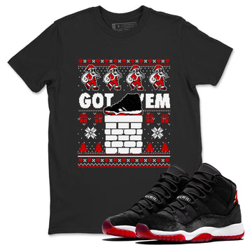11s Bred Velvet shirts to match jordans Got'em Santa sneaker match tees Air Jordan 11 Bred Velvet match shoes to clothes SNRT Sneaker Tees unisex cotton Black 1 shirts