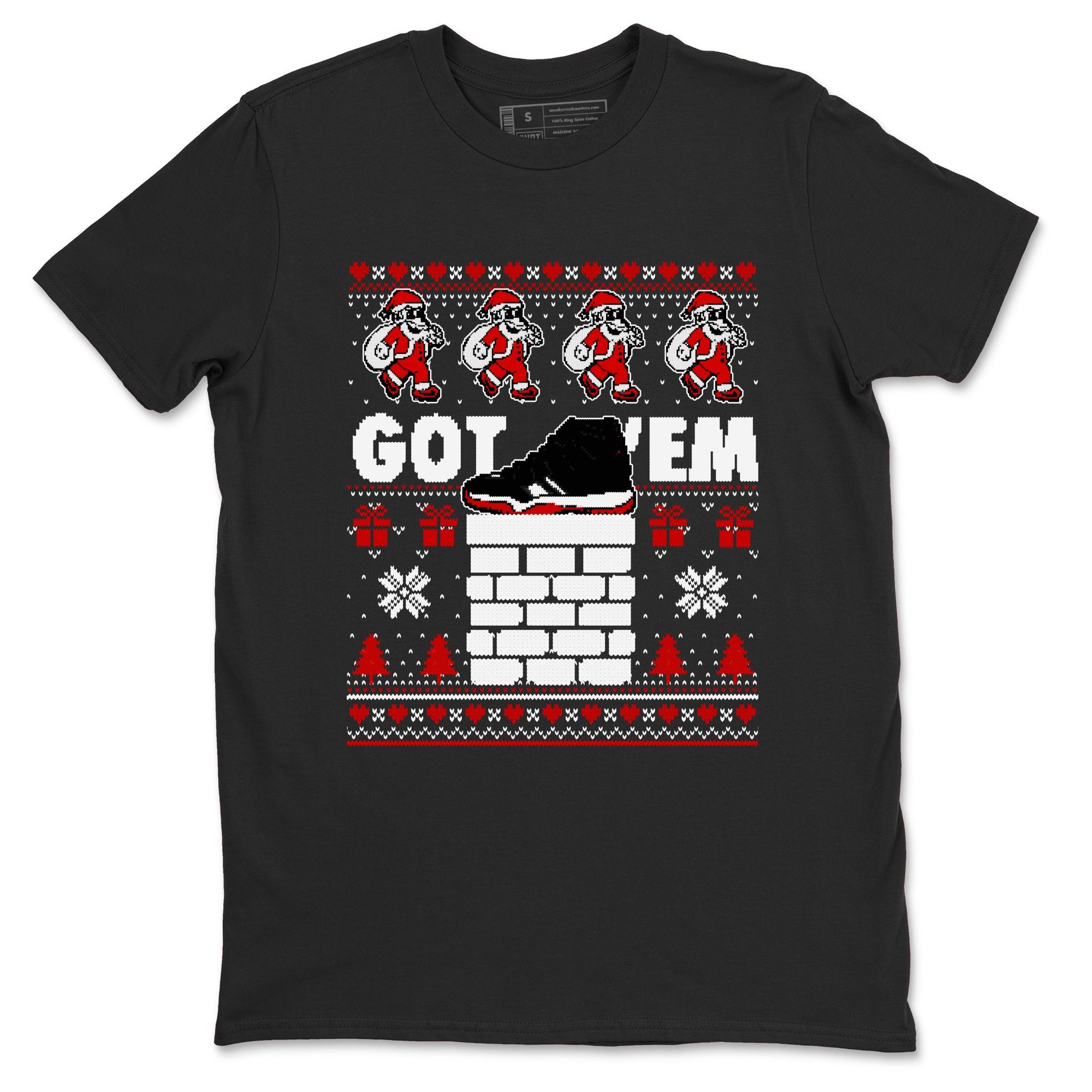 11s Bred Velvet shirts to match jordans Got'em Santa sneaker match tees Air Jordan 11 Bred Velvet match shoes to clothes SNRT Sneaker Tees unisex cotton Black 2 shirts
