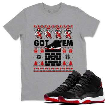 11s Bred Velvet shirts to match jordans Got'em Santa sneaker match tees Air Jordan 11 Bred Velvet match shoes to clothes SNRT Sneaker Tees unisex cotton Heather Grey 1 shirts