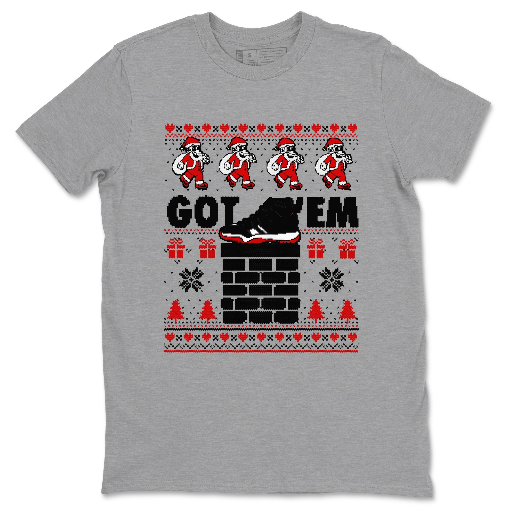 11s Bred Velvet shirts to match jordans Got'em Santa sneaker match tees Air Jordan 11 Bred Velvet match shoes to clothes SNRT Sneaker Tees unisex cotton Heather Grey 2 shirts