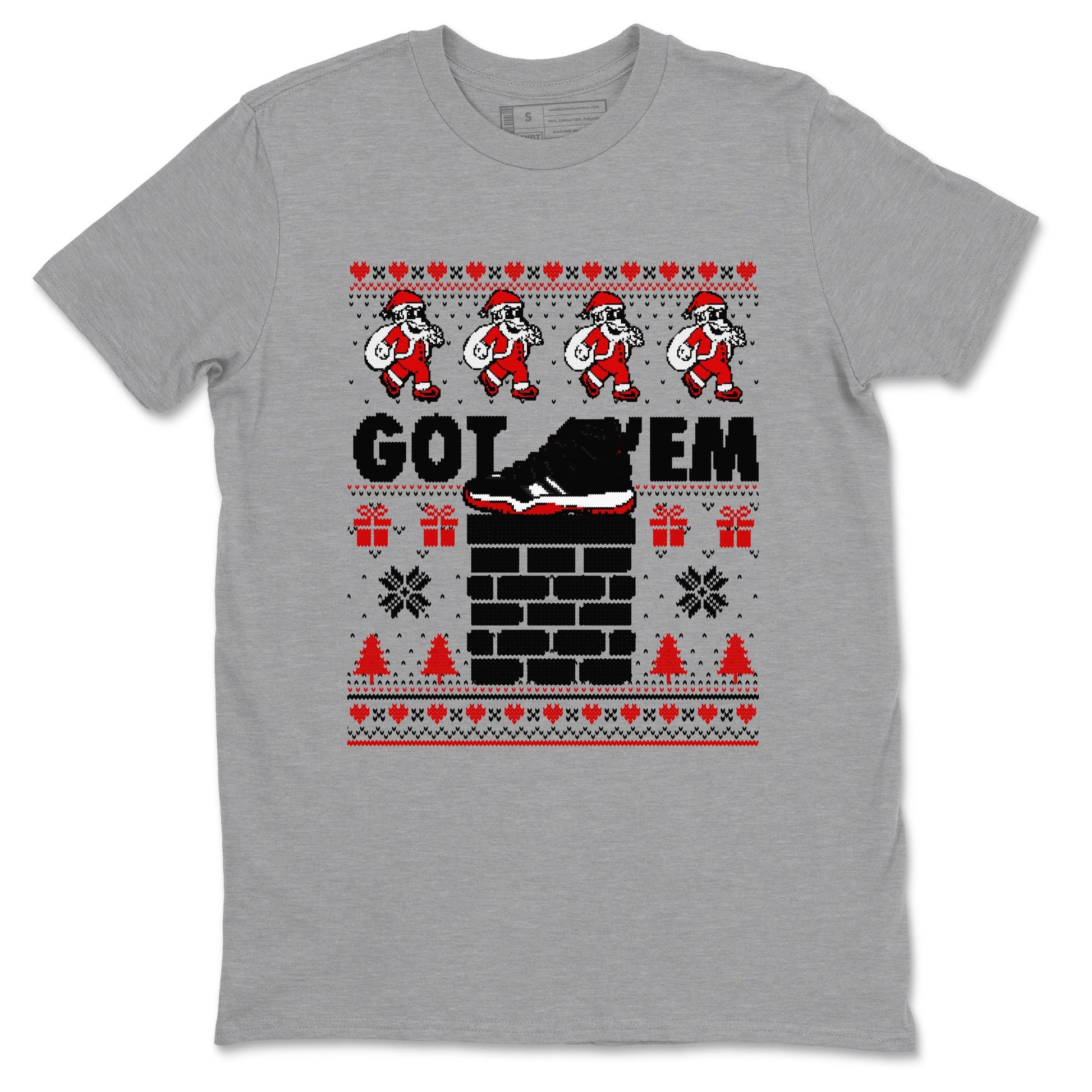11s Bred Velvet shirts to match jordans Got'em Santa sneaker match tees Air Jordan 11 Bred Velvet match shoes to clothes SNRT Sneaker Tees unisex cotton Heather Grey 2 shirts