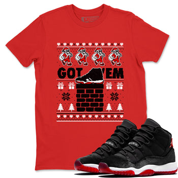 11s Bred Velvet shirts to match jordans Got'em Santa sneaker match tees Air Jordan 11 Bred Velvet match shoes to clothes SNRT Sneaker Tees unisex cotton Red 1 shirts