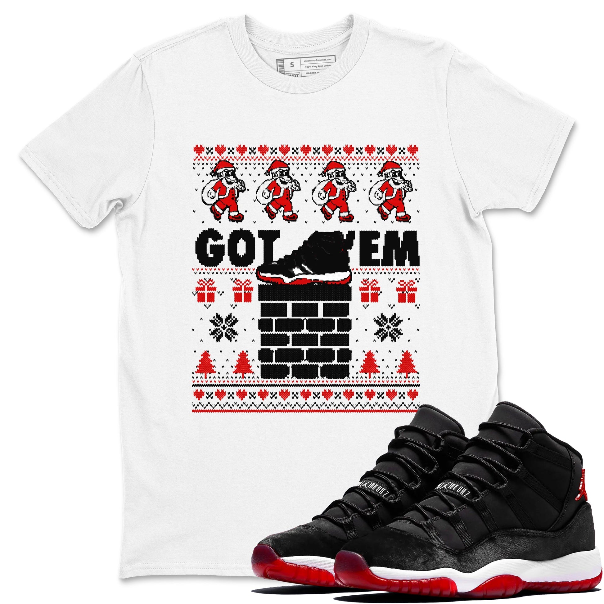 11s Bred Velvet shirts to match jordans Got'em Santa sneaker match tees Air Jordan 11 Bred Velvet match shoes to clothes SNRT Sneaker Tees unisex cotton White 1 shirts