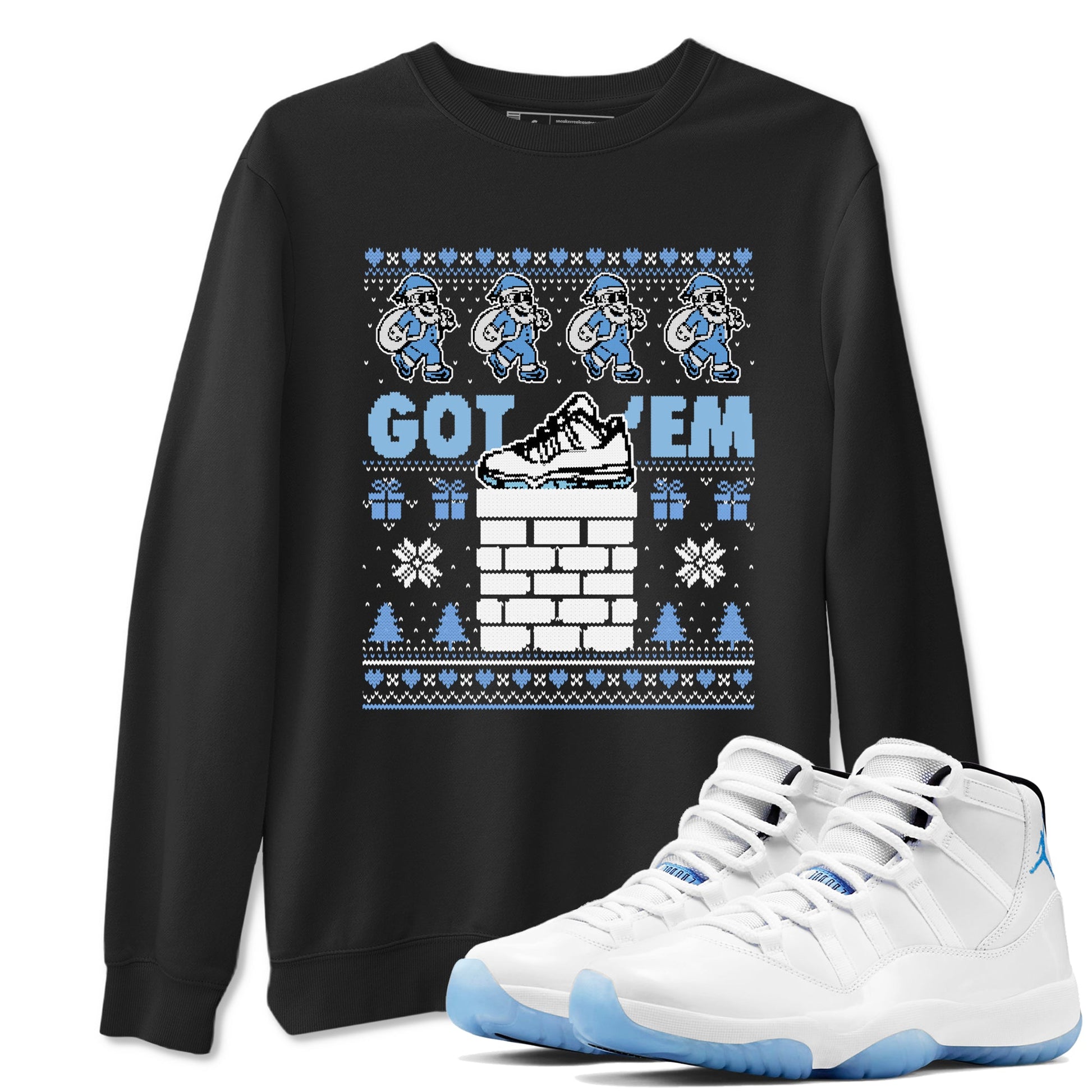 11s Legend Blue shirts to match jordans Got'em Santa sneaker match tees Air Jordan 11 Retro Legend Blue match shoes to clothes SNRT Sneaker Tees unisex cotton Black 1 shirts