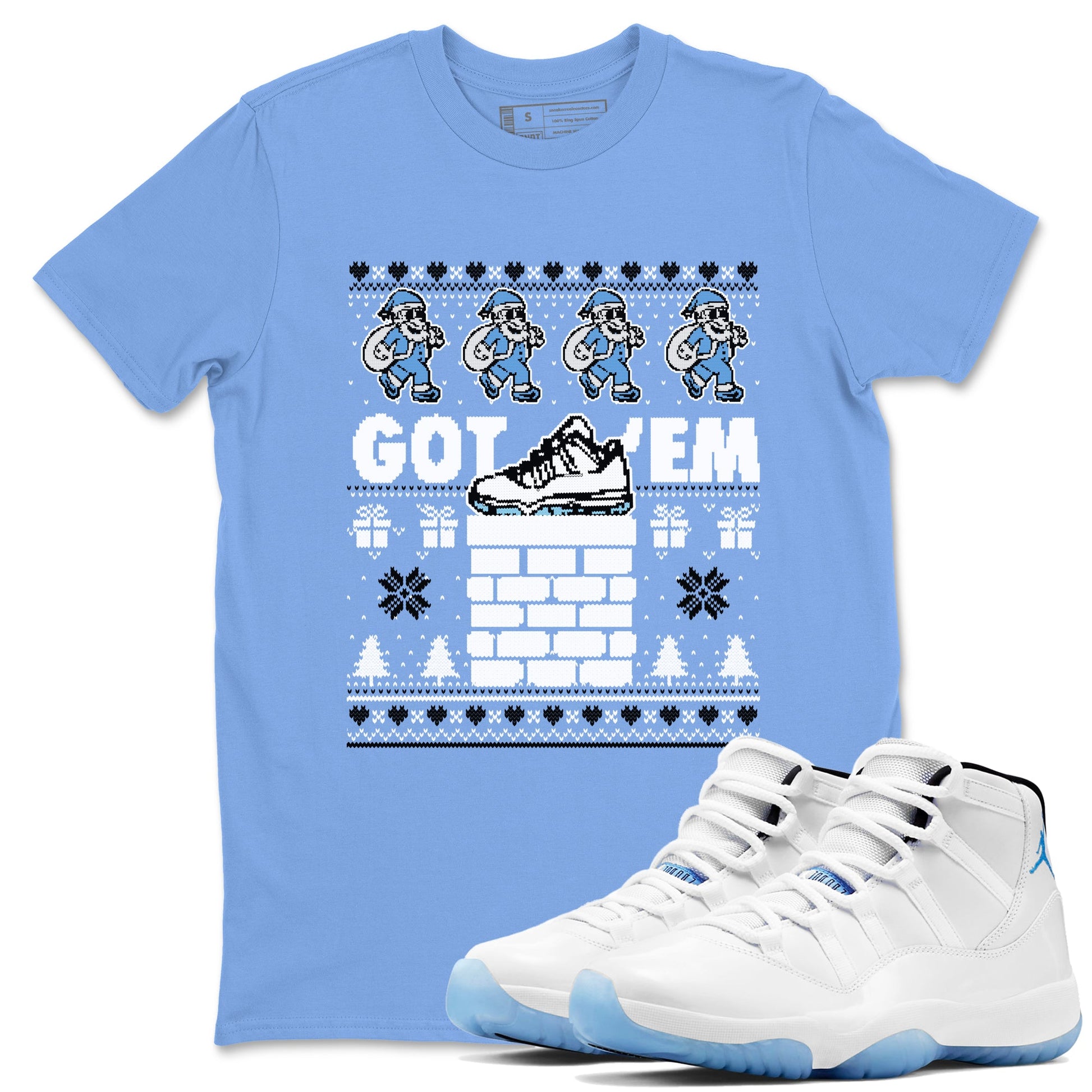 11s Legend Blue shirts to match jordans Got'em Santa sneaker match tees Air Jordan 11 Retro Legend Blue match shoes to clothes SNRT Sneaker Tees unisex cotton Carolina Blue 1 shirts