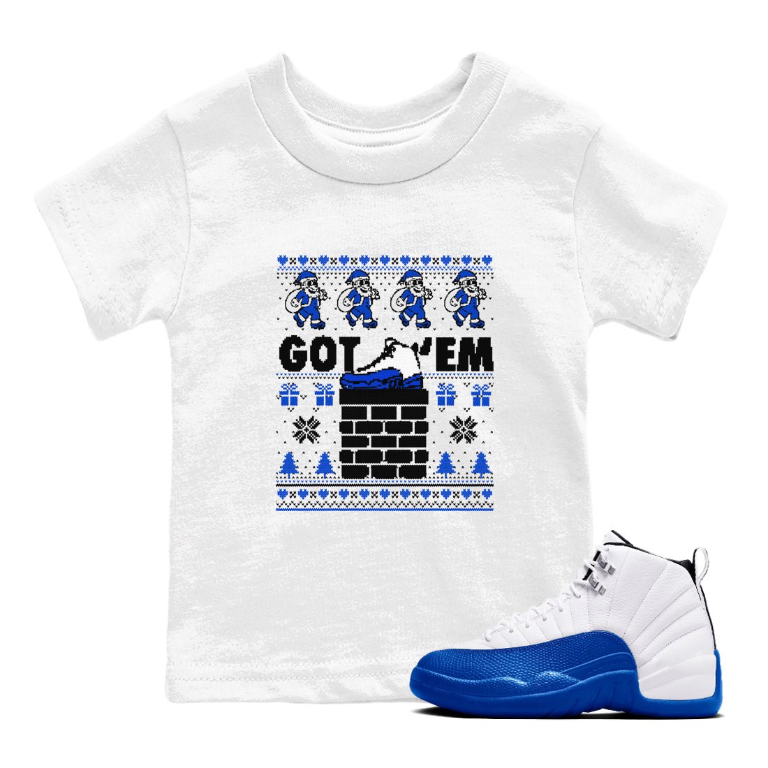 Air Jordan 13 Blueberry t-shirts to match sneakers Got'em Santa sneaker match tees Air Jordan 13 Blueberry match shoes to clothes SNRT Sneaker Tees Youth Baby White 1 tee