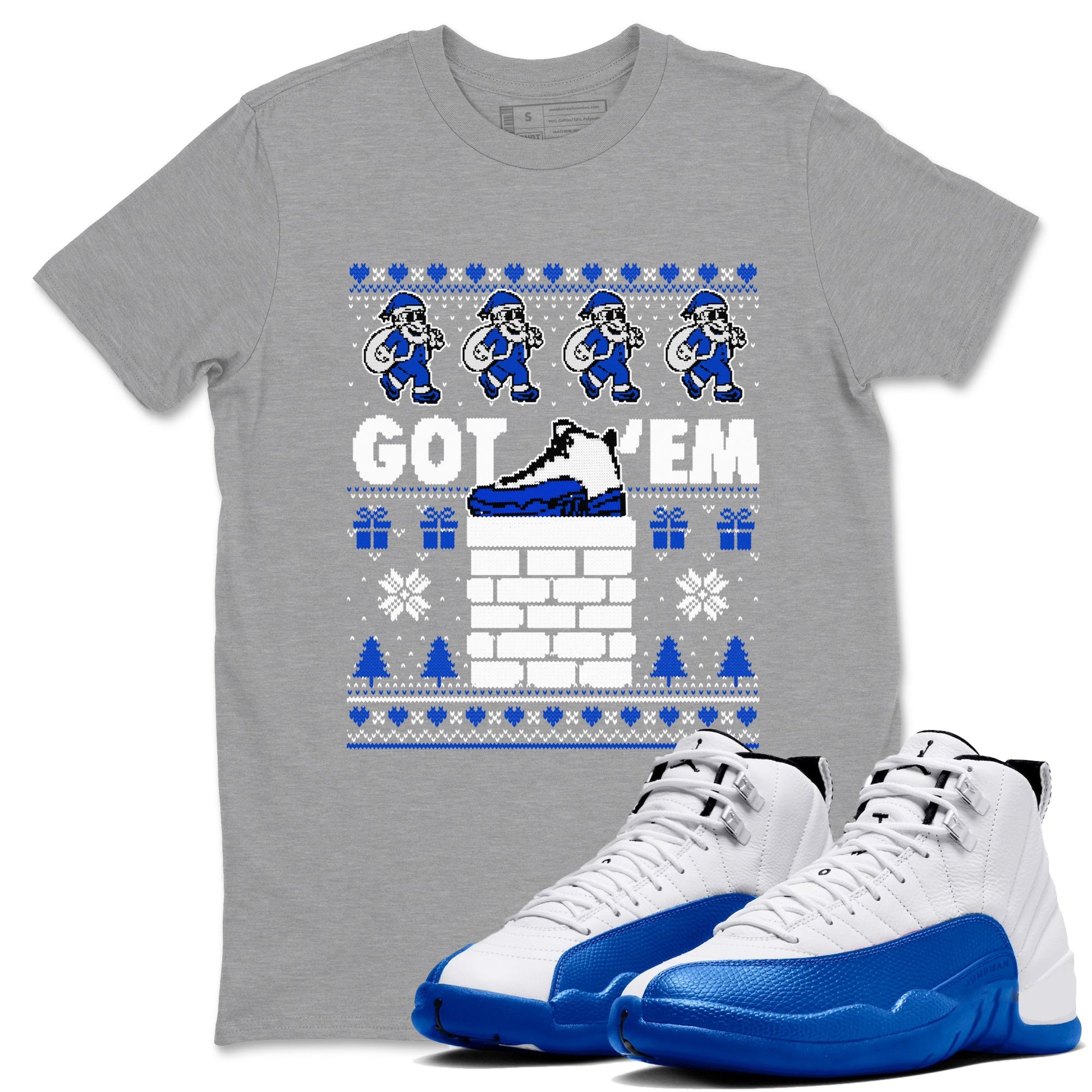 Air Jordan 13 Blueberry t-shirts to match sneakers Got'em Santa sneaker match tees Air Jordan 13 Blueberry match shoes to clothes SNRT Sneaker Tees unisex cotton Heather Grey 1 shirts