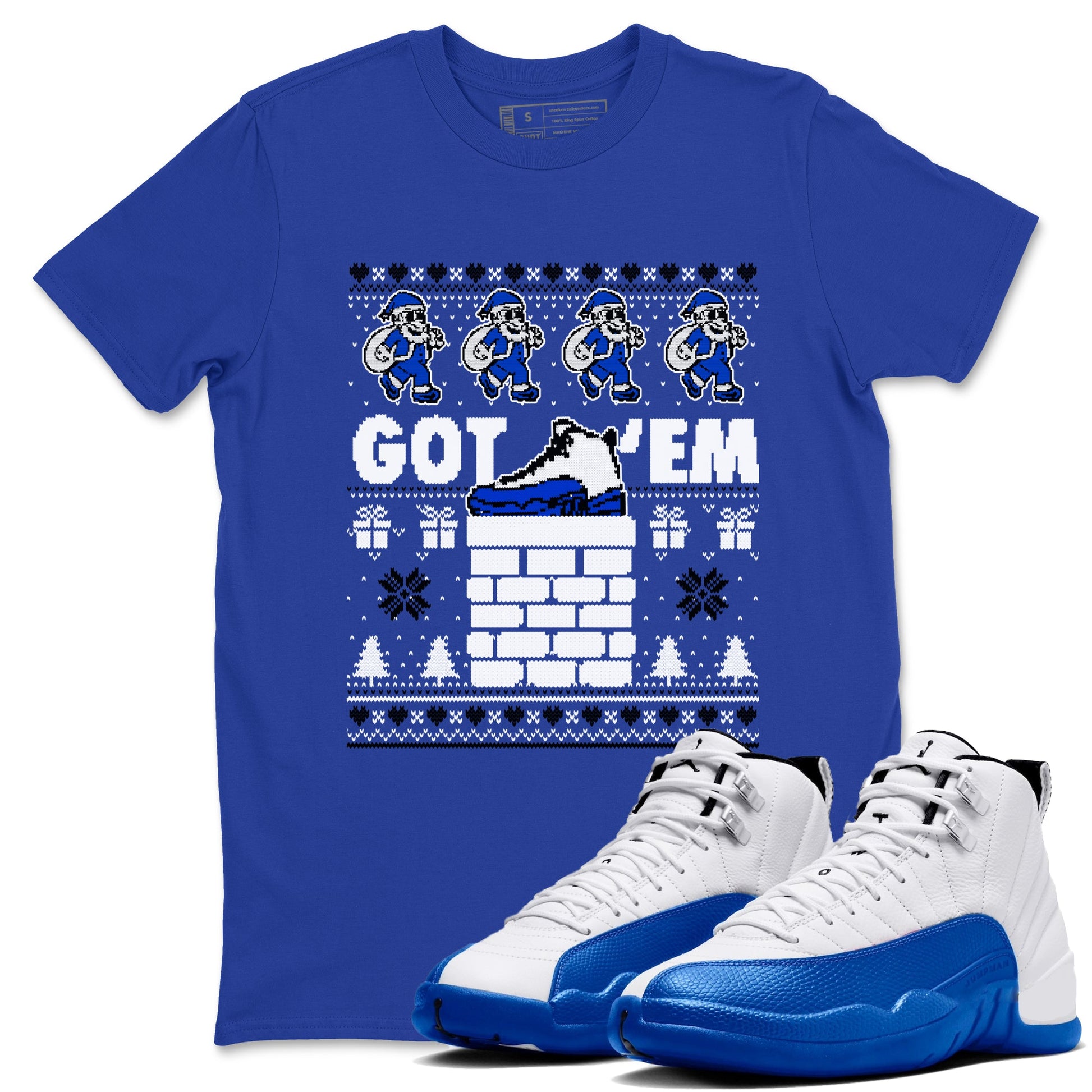 Air Jordan 13 Blueberry t-shirts to match sneakers Got'em Santa sneaker match tees Air Jordan 13 Blueberry match shoes to clothes SNRT Sneaker Tees unisex cotton Royal Blue 1 shirts