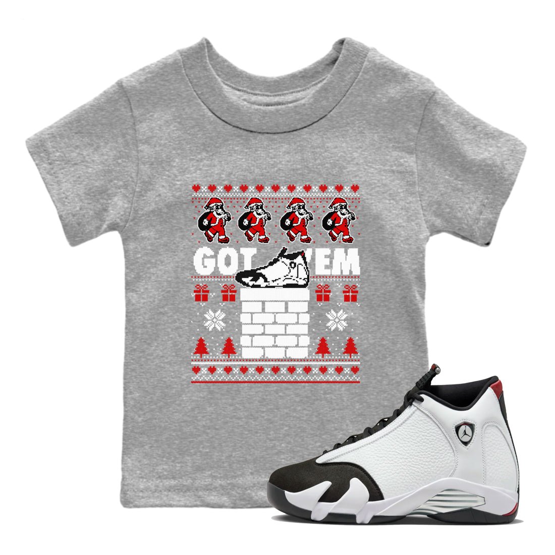 Air Jordan 14 Black Toe t shirts to match sneakers Got'em Santa sneaker match tees 14s Black Toe sneaker match tee SNRT Sneaker Tees Youth Baby Heather Grey 1 tee
