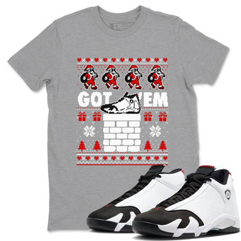 Air Jordan 14 Black Toe t shirts to match sneakers Got'em Santa sneaker match tees 14s Black Toe sneaker match tee SNRT Sneaker Tees unisex cotton Heather Grey 1 shirts