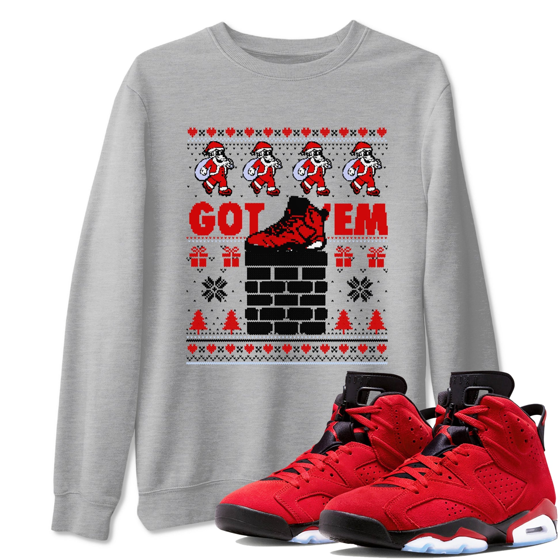 6s Toro Bravo shirts to match jordans Got'em Santa sneaker match tees Air Jordan 6 Toro Bravo match shoes to clothes SNRT Sneaker Tees unisex cotton Heather Grey 1 shirts