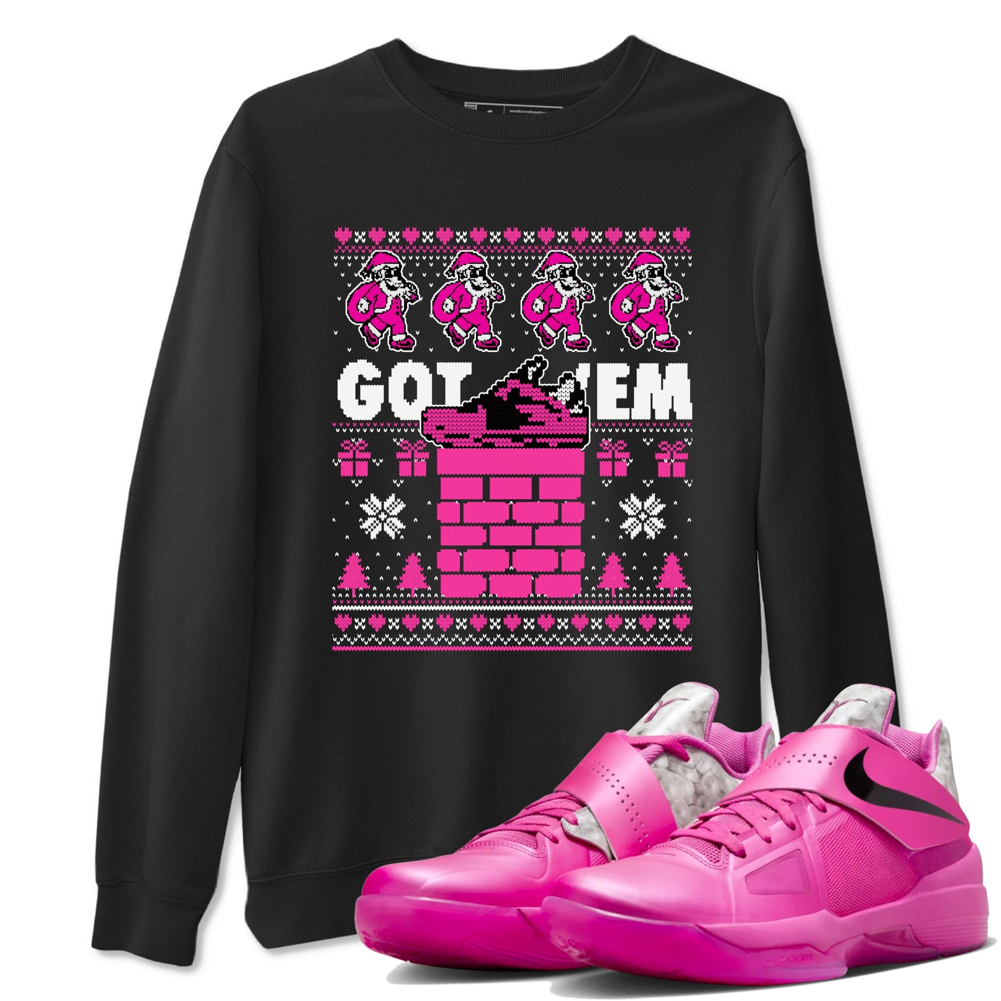 Nike KD 4 Retro Aunt Pearl shirts to match jordans Got'em Santa sneaker match tees Nike KD 4 Aunt Pearl match shoes to clothes SNRT Sneaker Tees unisex cotton Black 1 shirts