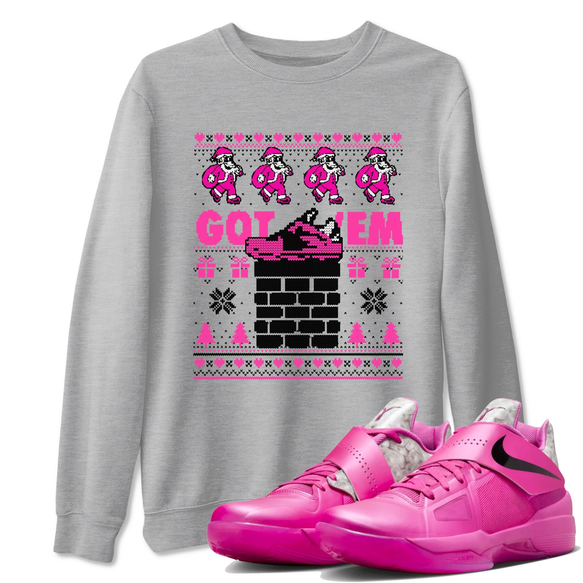 Nike KD 4 Retro Aunt Pearl shirts to match jordans Got'em Santa sneaker match tees Nike KD 4 Aunt Pearl match shoes to clothes SNRT Sneaker Tees unisex cotton Heather Grey 1 shirts