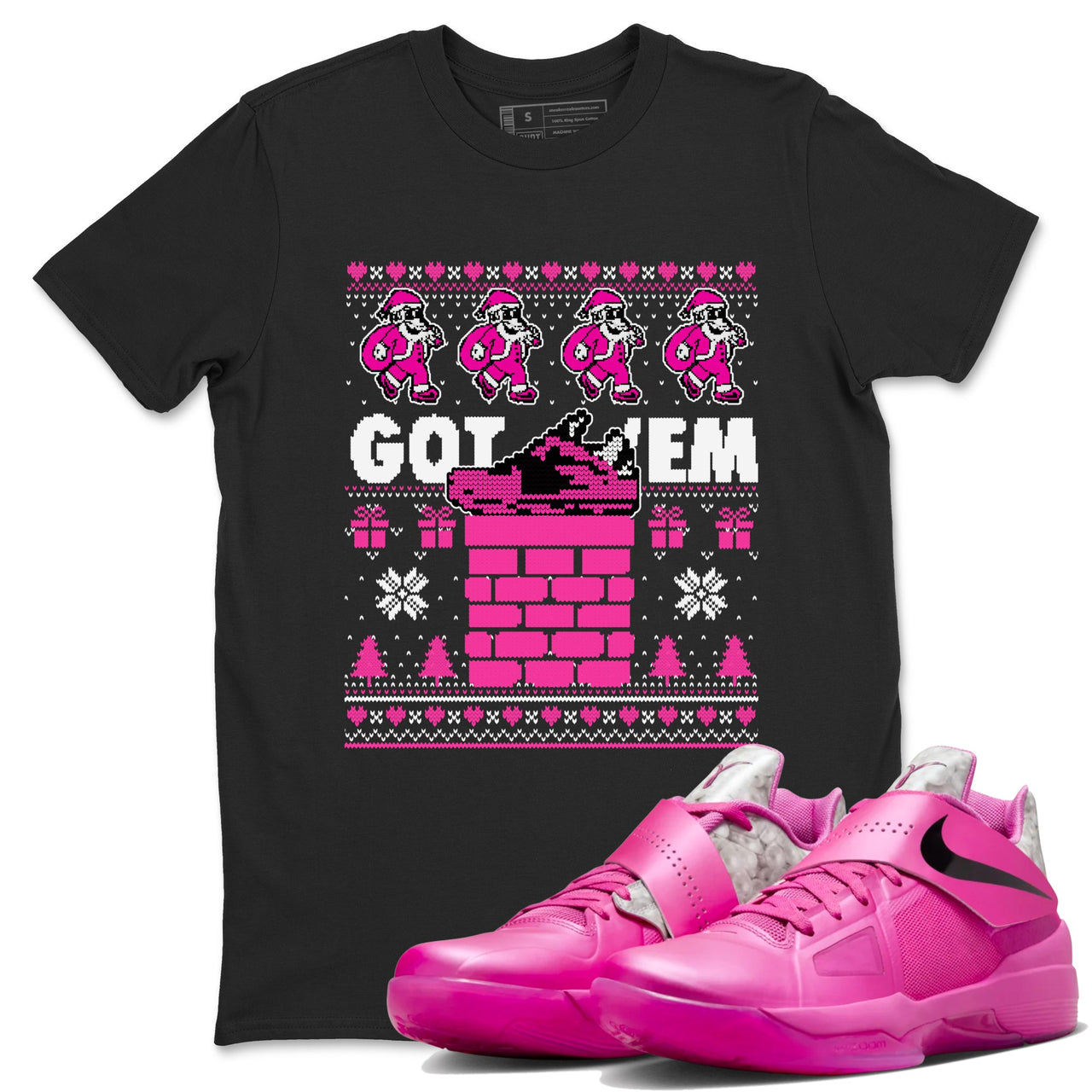 Nike KD 4 Retro Aunt Pearl shirts to match jordans Got'em Santa sneaker match tees Nike KD 4 Aunt Pearl match shoes to clothes SNRT Sneaker Tees unisex cotton Black 1 shirts