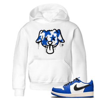 1s Game Royal shirts to match jordans Graffiti Dog sneaker match tees Air Jordan 1 Retro Low OG Game Royal match shoes to clothes SNRT Sneaker Tees Youth Baby White 1 tee
