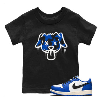 1s Game Royal shirts to match jordans Graffiti Dog sneaker match tees Air Jordan 1 Retro Low OG Game Royal match shoes to clothes SNRT Sneaker Tees Youth Baby Black 1 tee