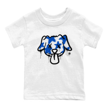 1s Game Royal shirts to match jordans Graffiti Dog sneaker match tees Air Jordan 1 Retro Low OG Game Royal match shoes to clothes SNRT Sneaker Tees Youth Baby White 2 tee