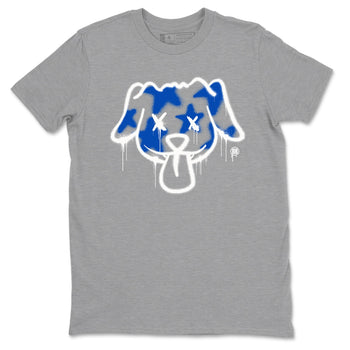 1s Game Royal shirts to match jordans Graffiti Dog sneaker match tees Air Jordan 1 Retro Low OG Game Royal match shoes to clothes SNRT Sneaker Tees unisex cotton Heather Grey 2 shirts