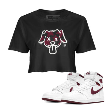 Air Jordan 1 High OG Metallic Burgundy shirts to match jordans Graffiti Dog sneaker match tees Air Jordan 1 Metallic Burgundy SNRT Sneaker Tees streetwear brand Black 1 crop tee
