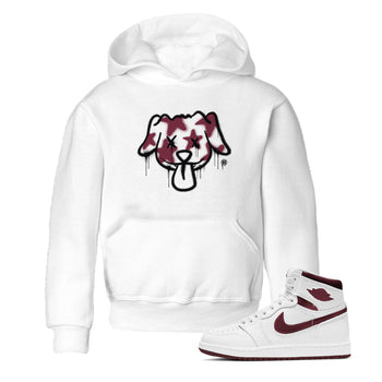 Air Jordan 1 High OG Metallic Burgundy shirts to match jordans Graffiti Dog sneaker match tees Air Jordan 1 Metallic Burgundy SNRT Sneaker Tees streetwear brand Baby and Youth White 1 cotton tee
