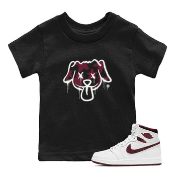 Air Jordan 1 High OG Metallic Burgundy shirts to match jordans Graffiti Dog sneaker match tees Air Jordan 1 Metallic Burgundy SNRT Sneaker Tees streetwear brand Baby and Youth Black 1 cotton tee