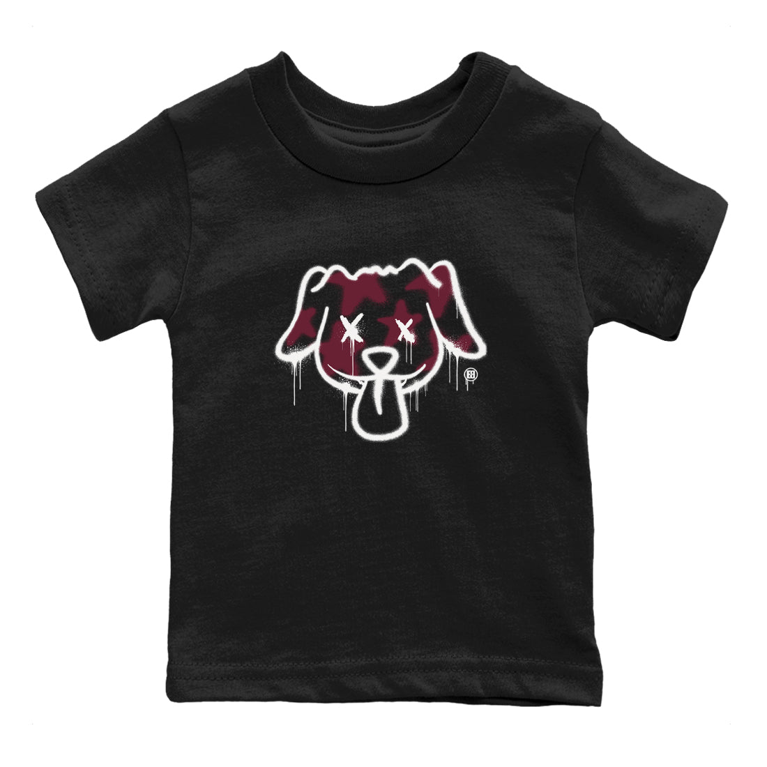 Air Jordan 1 High OG Metallic Burgundy shirts to match jordans Graffiti Dog sneaker match tees Air Jordan 1 Metallic Burgundy SNRT Sneaker Tees streetwear brand Baby and Youth Black 2 cotton tee