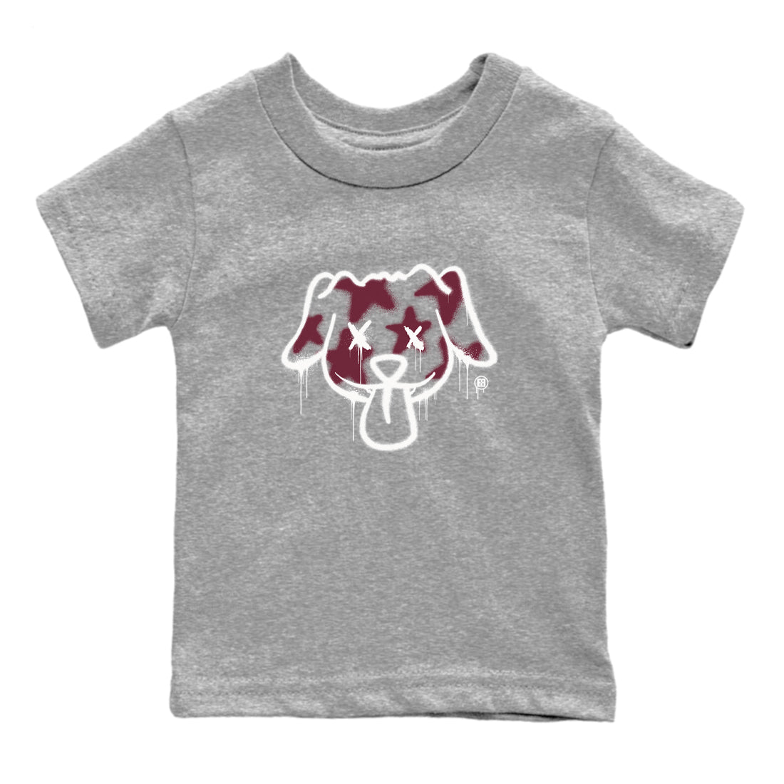 Air Jordan 1 High OG Metallic Burgundy shirts to match jordans Graffiti Dog sneaker match tees Air Jordan 1 Metallic Burgundy SNRT Sneaker Tees streetwear brand Baby and Youth Heather Grey 2 cotton tee